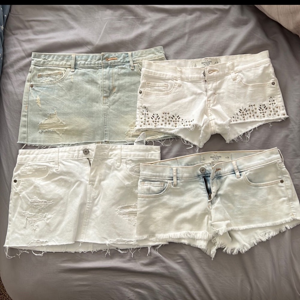 Bundle of 4 Abercrombie and fitch shorts and skirt